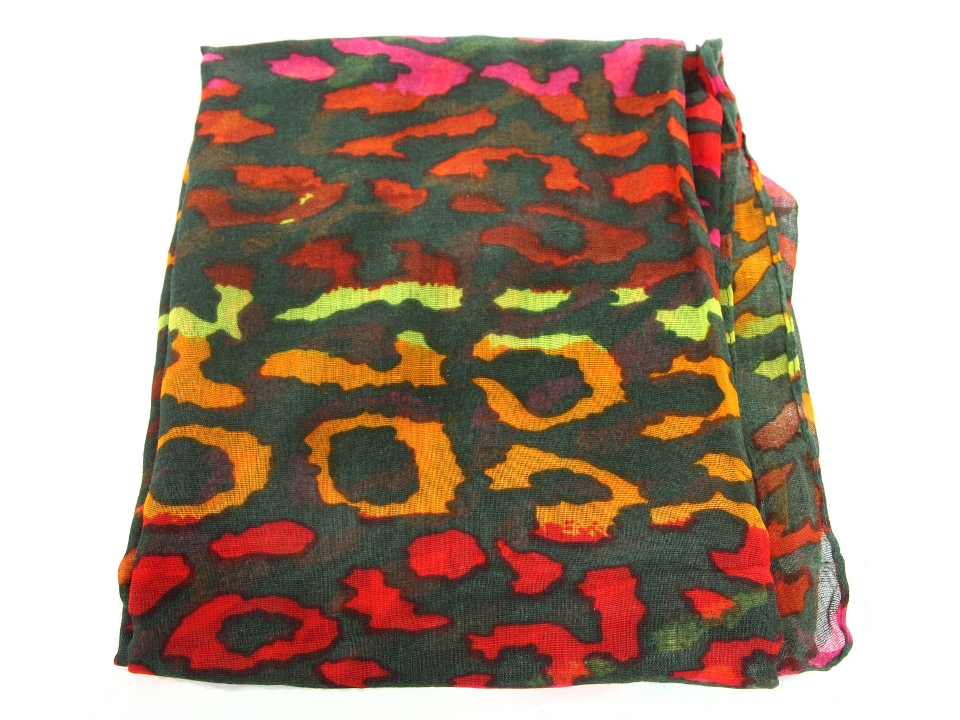 Multi Color Print Green Polyester Scarf