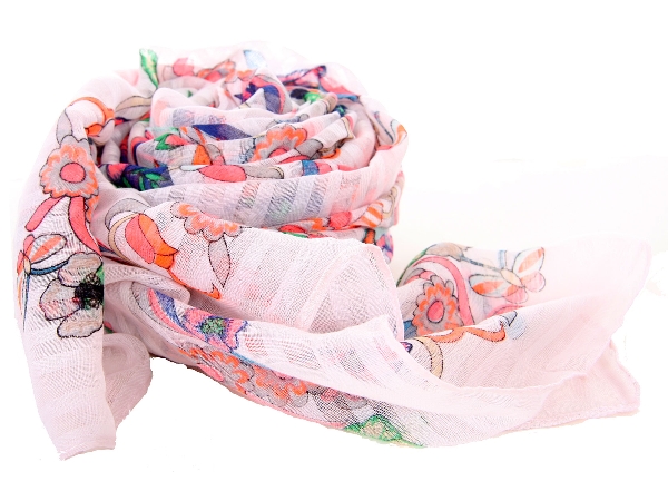 Floral Print Polyester Scarf