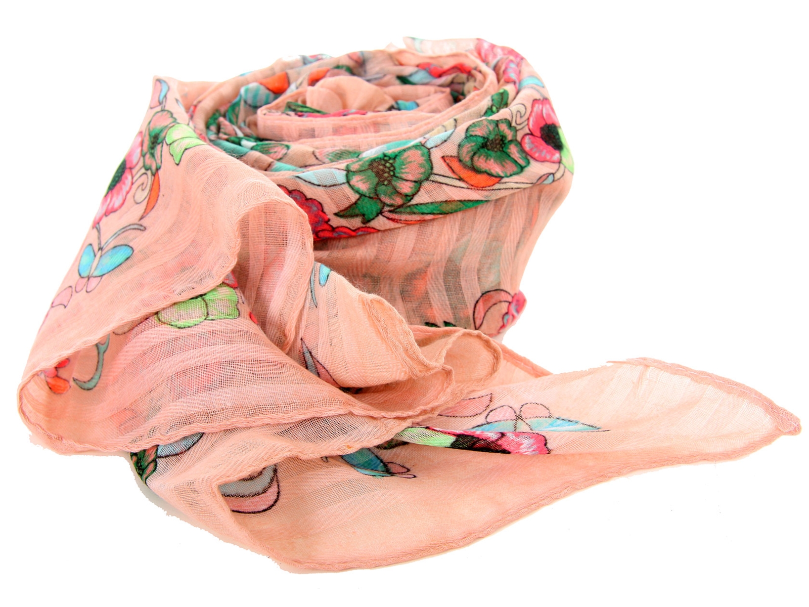 Floral Print Peach Scarf