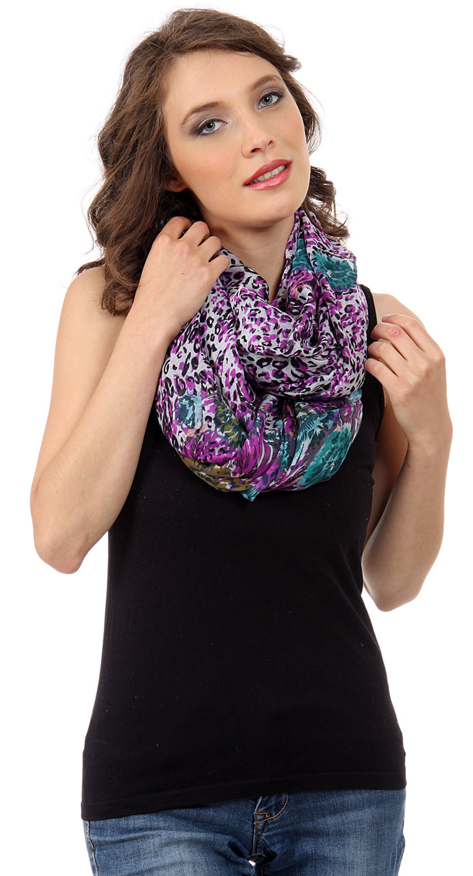 Leopard & Floral Print Infinity Scarf