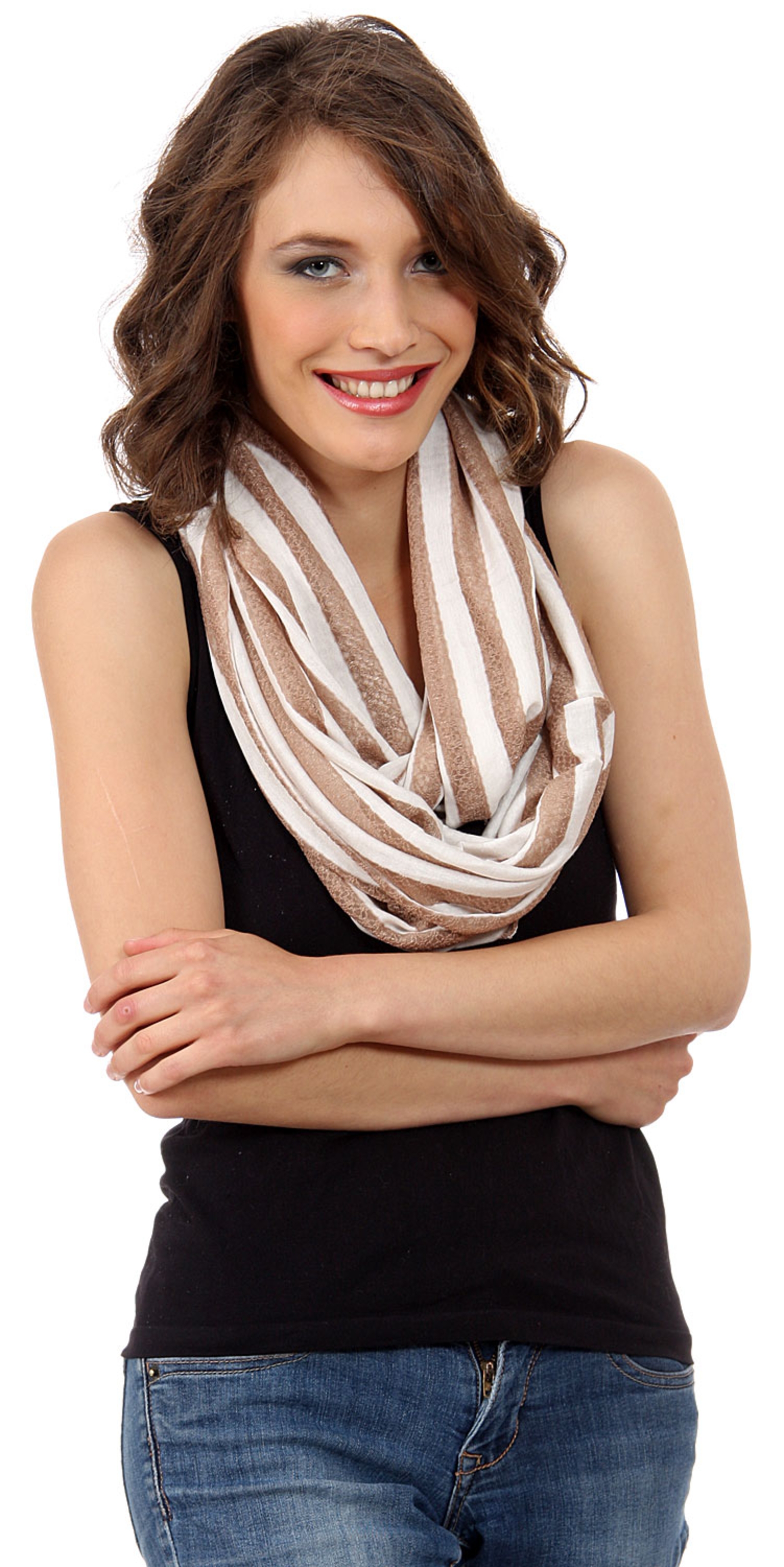 Striped Lace Infinity Scarf