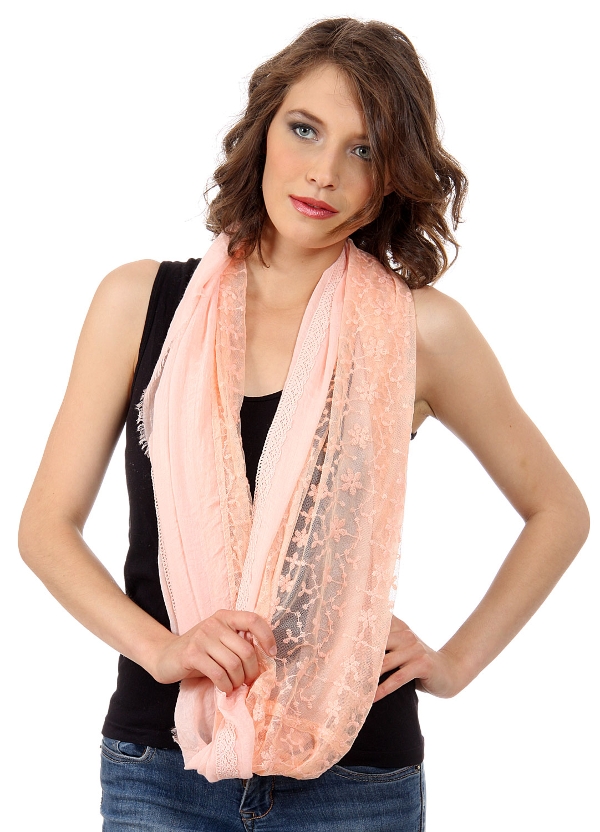 Floral Mesh Insert Infinity Scarf