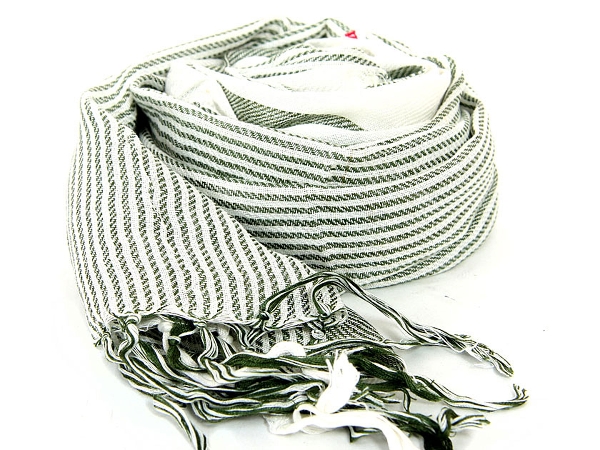 Ivory with Green Viscose Scarf