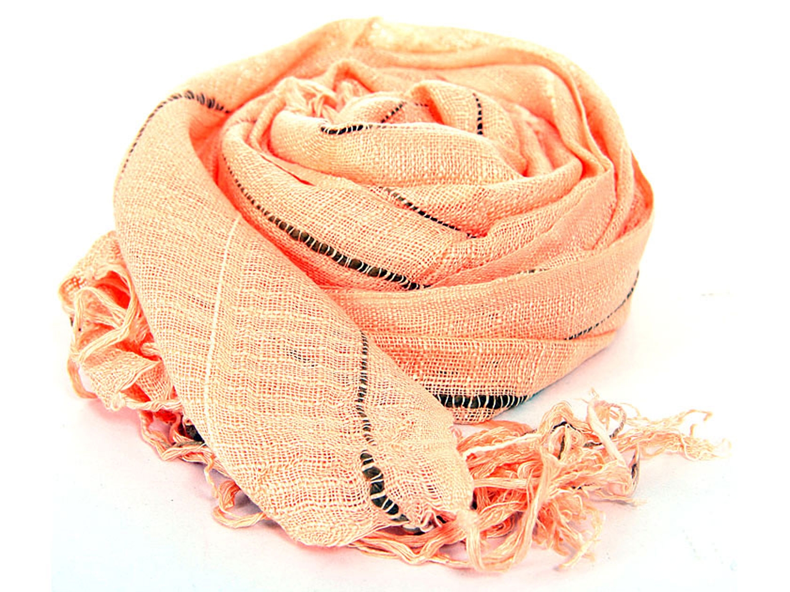Orange with Black Stripes Viscose Scarf