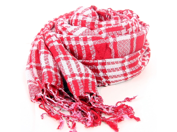 Red & White Checkered Viscose Scarf