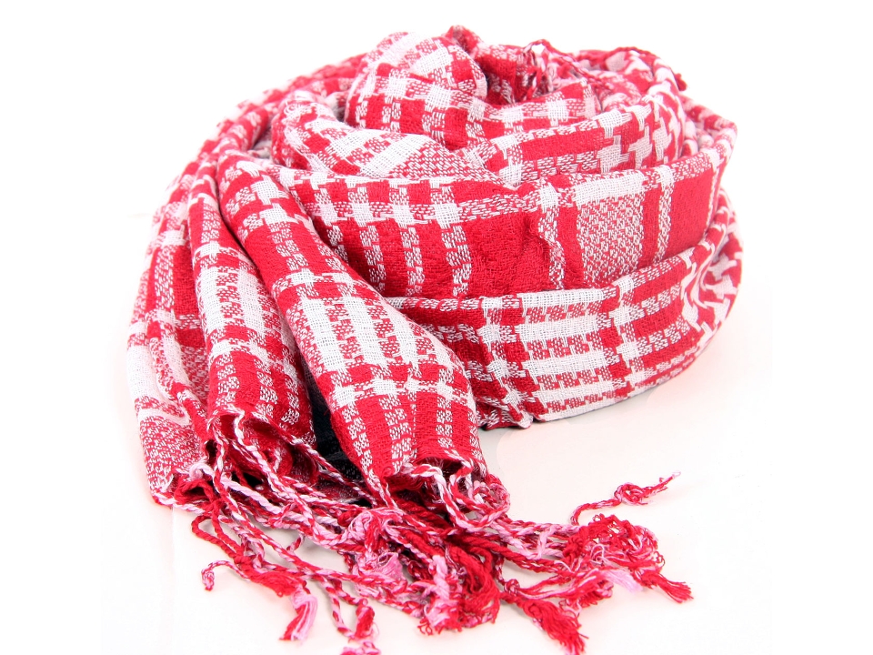 Red & White Checkered Viscose Scarf