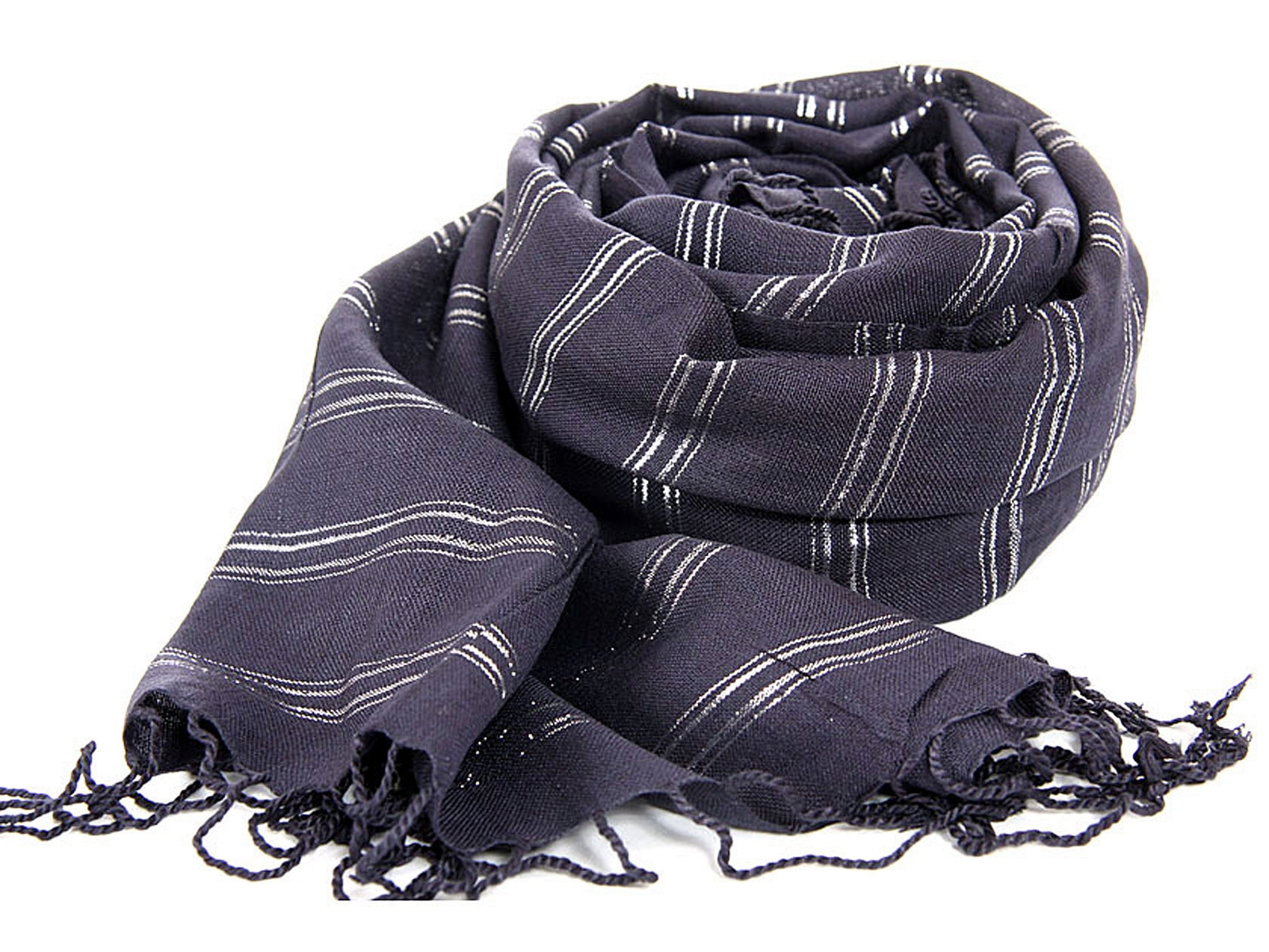 Horizontal Striped Viscose Scarf