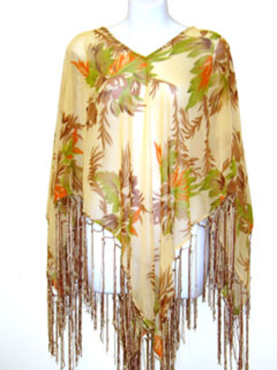 Floral Print V-neck Poncho Top