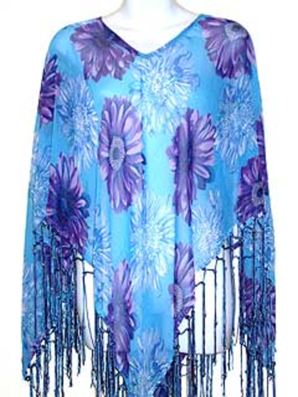 Floral Print V-neck Poncho Top