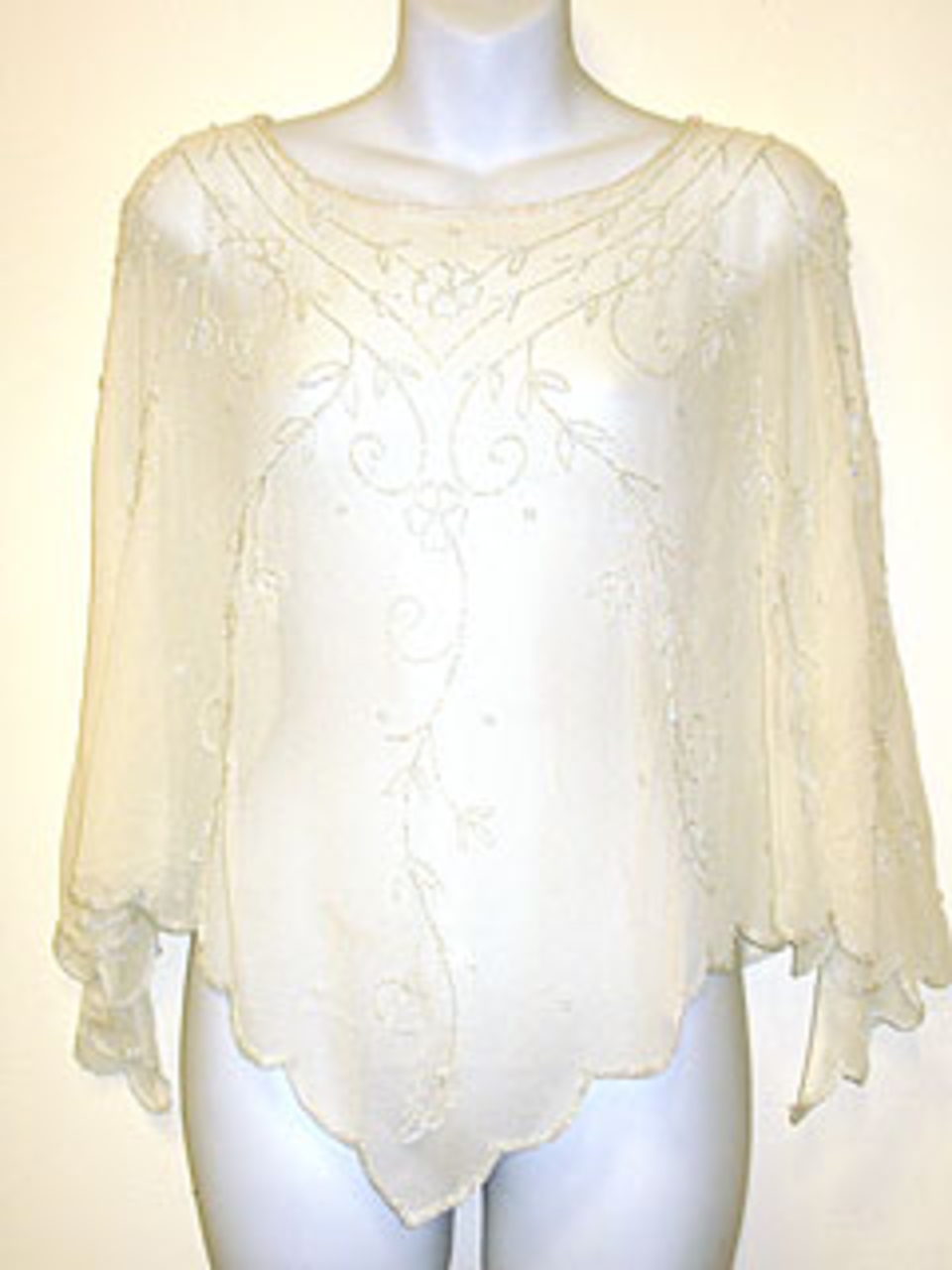 Beaded Rayon Poncho Top