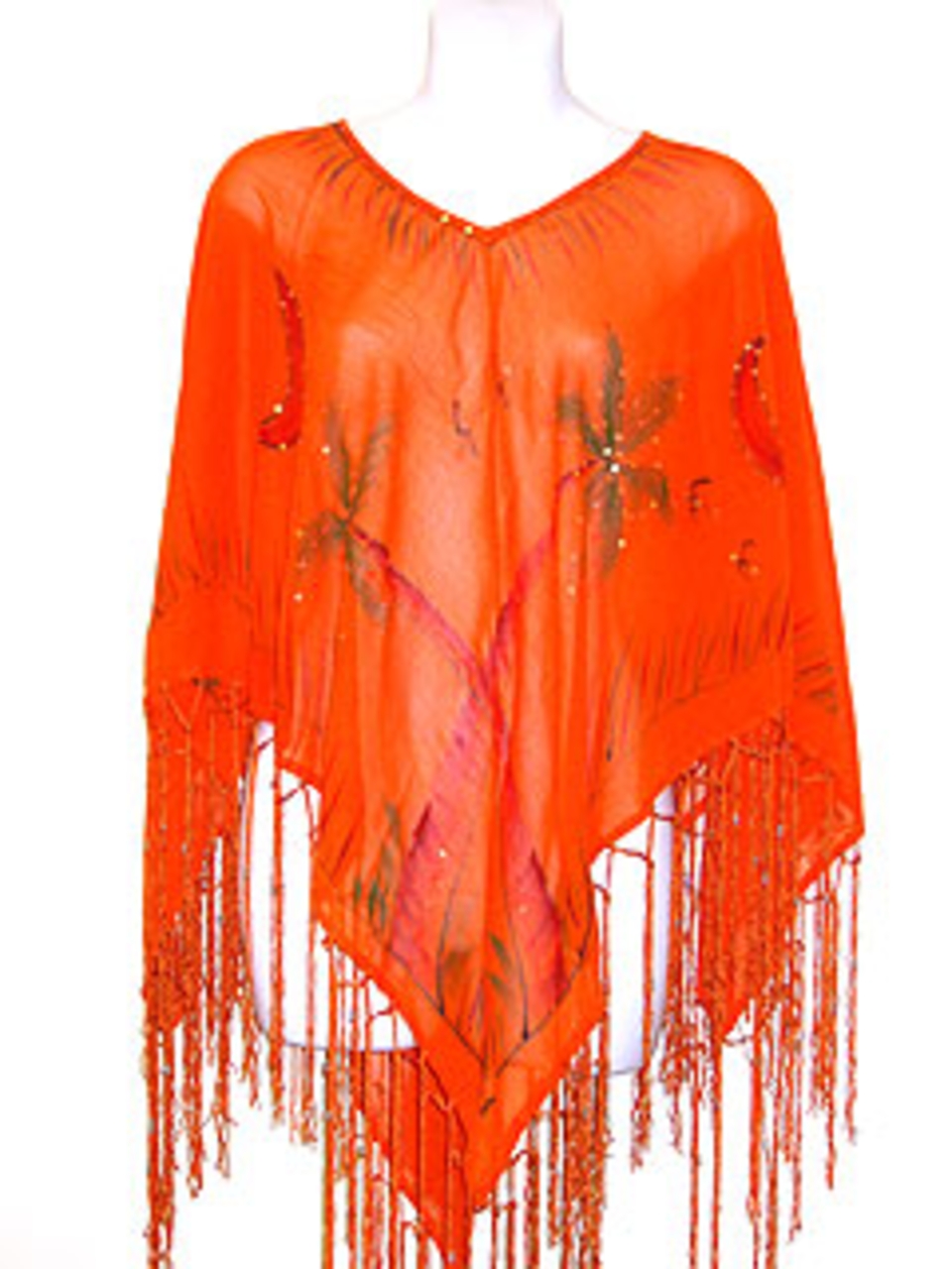 Orange Painted Poncho Top