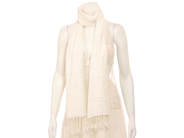 Viscose Woven Ivory Shawl
