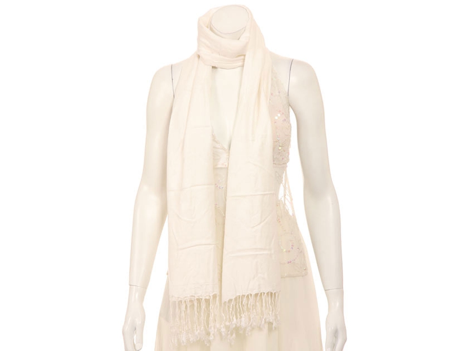 Viscose Woven Ivory Shawl