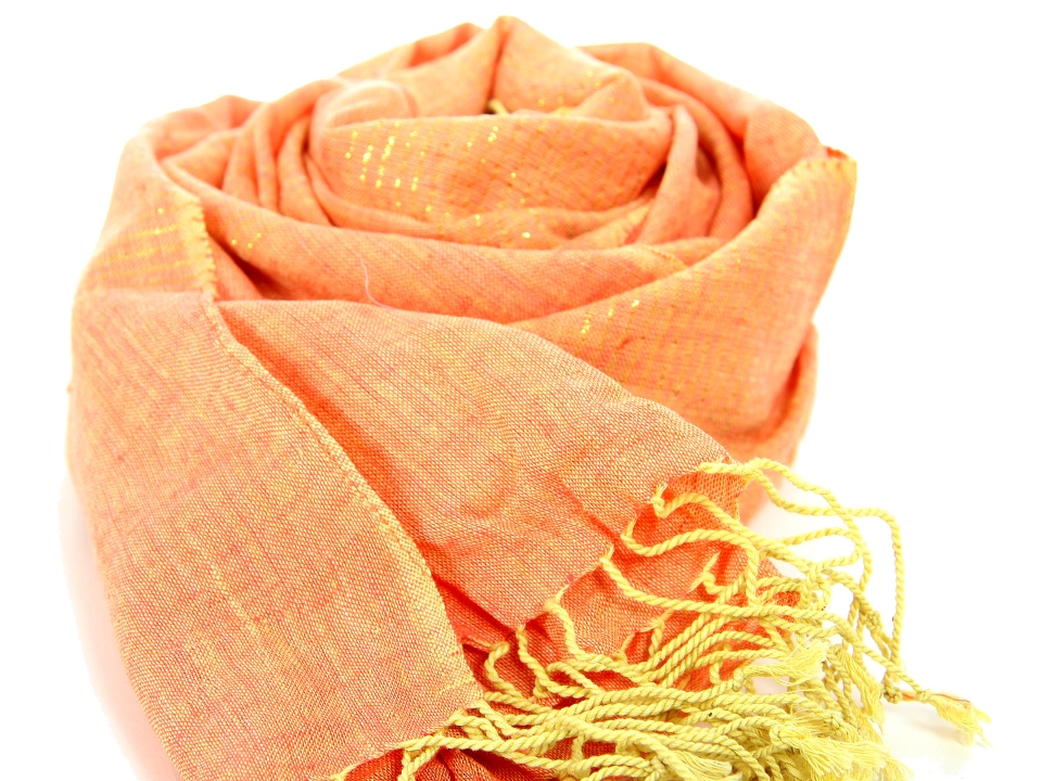Orangy with Lime Viscose Scarf