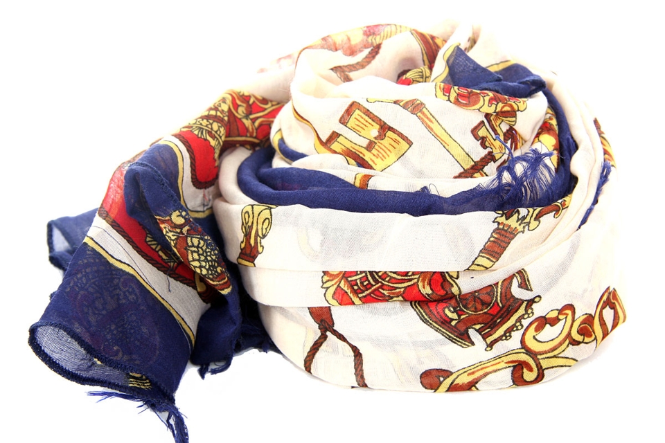 Royal Keys Print Polyester Scarf