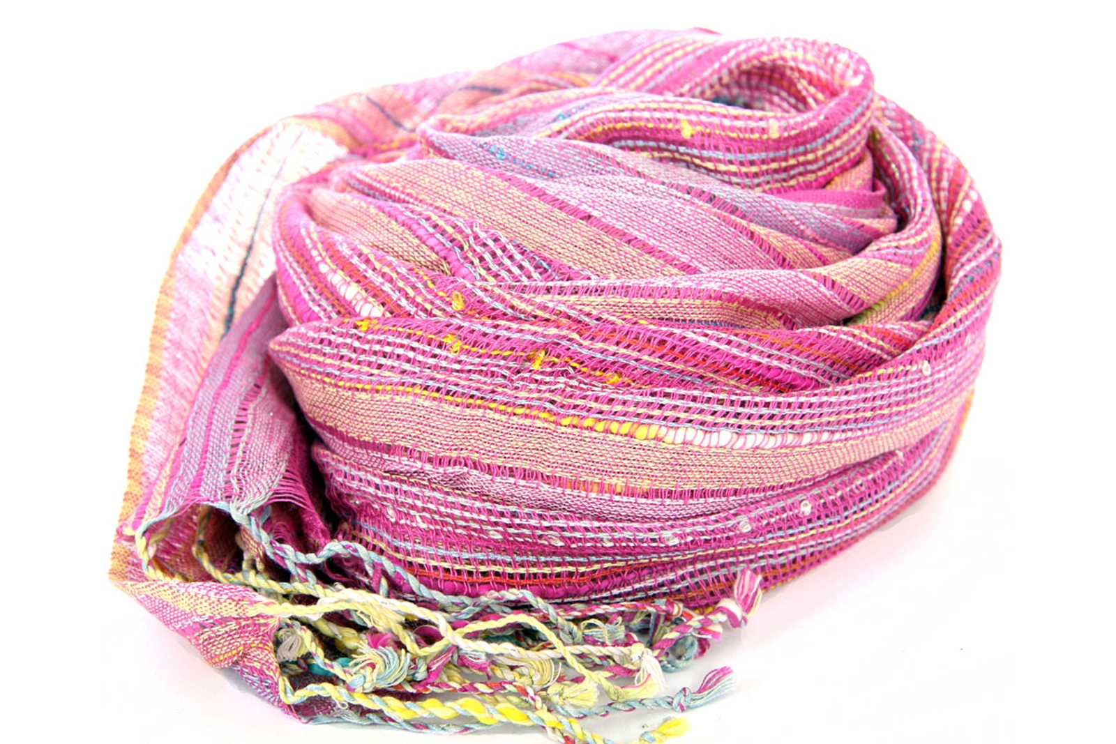 Layered Knit Open Weave Scarf