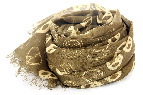 Peace Sign Print Viscose Scarf