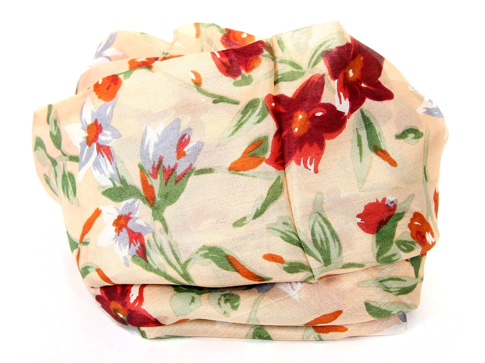 Floral Print Square Silk Scarf