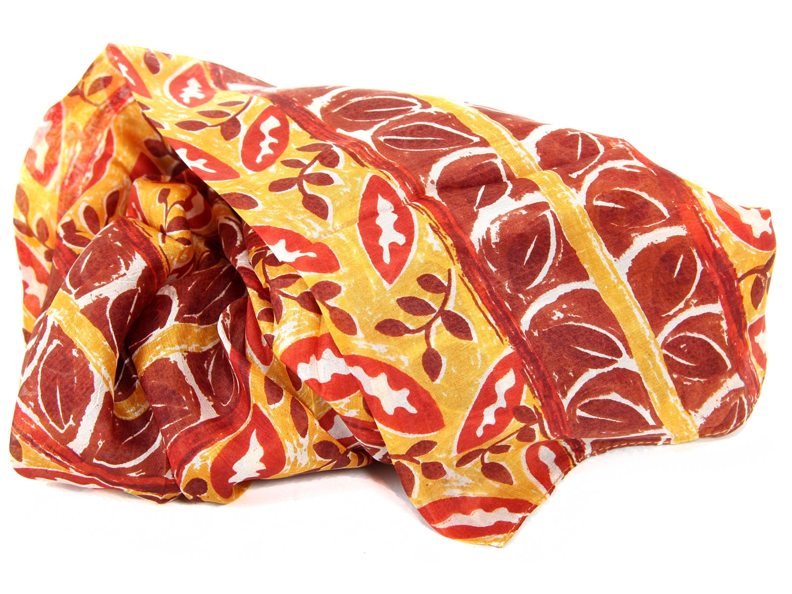 Leafy Print Square Silk Scarf