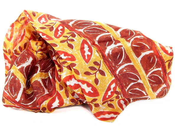 Leafy Print Square Silk Scarf