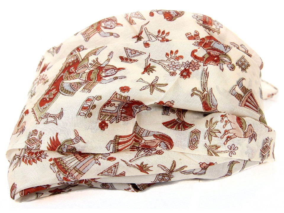 Mythological Print Square Silk Scarf