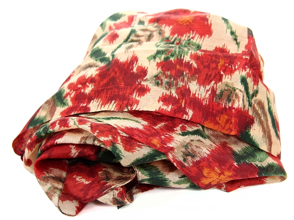 Abstract  Floral Print Square Silk Scarf